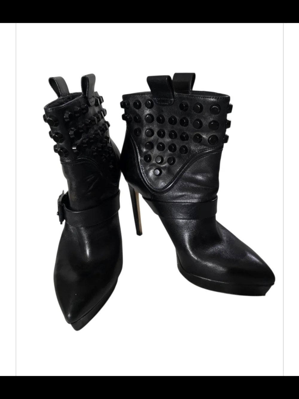 Michael Michael Kors Black Leather Studded Pointed Toe Ankle Booties Size 6M